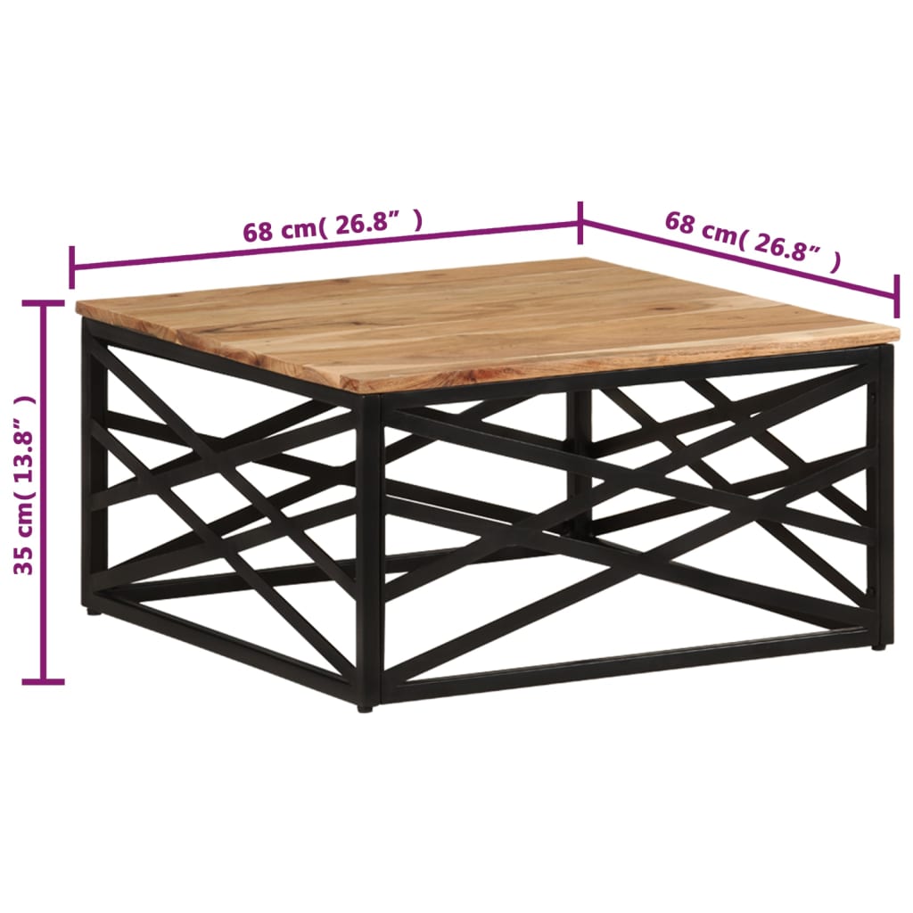 vidaXL Table basse 68x68x35 cm Bois d'acacia massif