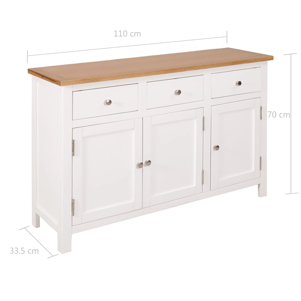 vidaXL Buffet 110x33,5x70 cm Bois de chêne massif