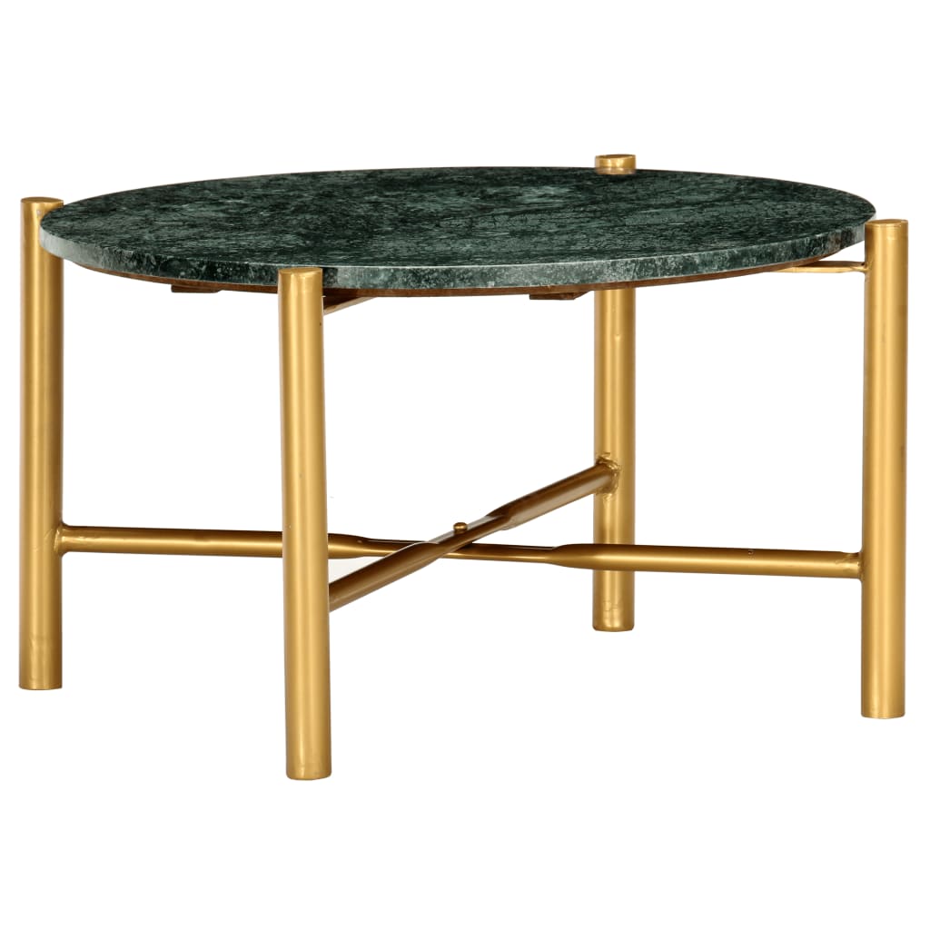 vidaXL Table basse Vert 60x60x35 cm Pierre véritable et texture marbre