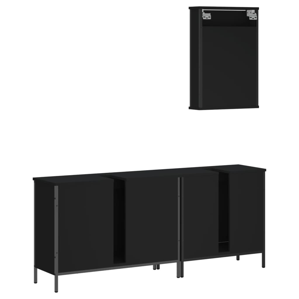 vidaXL Ensemble de meubles salle de bain 3 pcs noir bois d'ingénierie