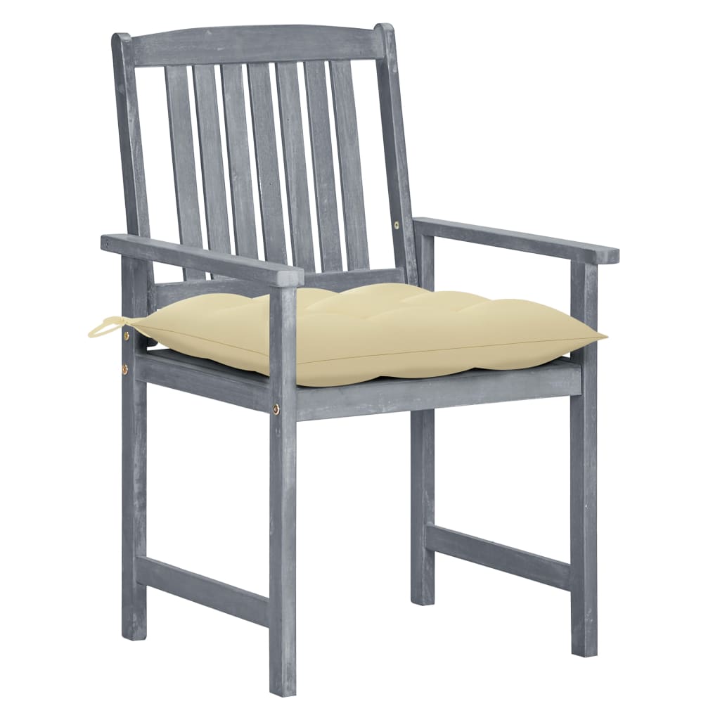 vidaXL Chaises de jardin et coussins lot de 8 Bois acacia solide Gris