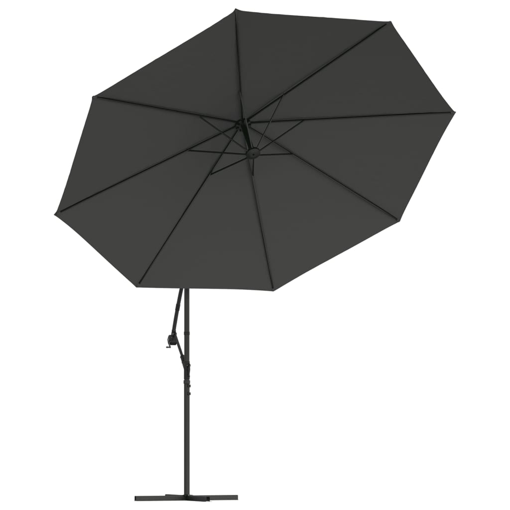 vidaXL Parasol de jardin en porte-à-faux et lumières LED mât en métal