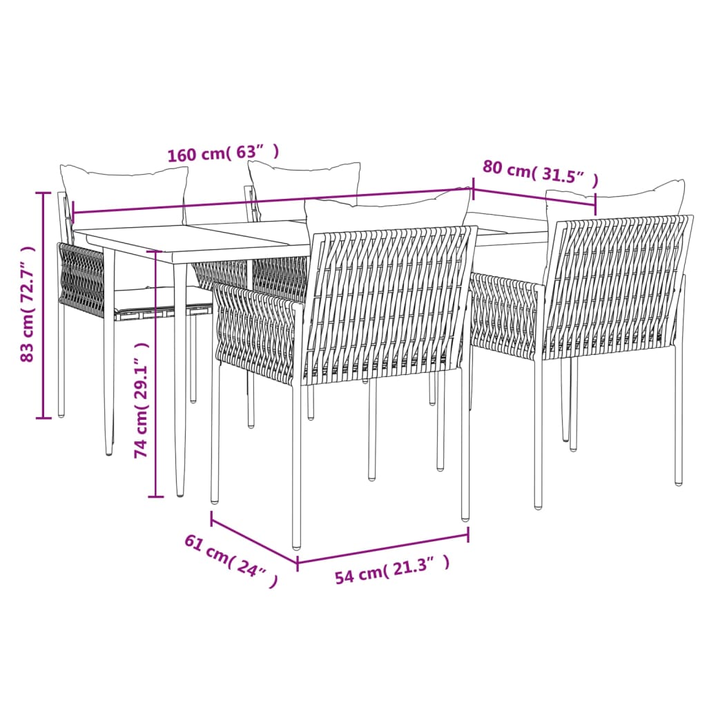 vidaXL Ensemble à manger de jardin 5 pcs coussins résine tressée acier