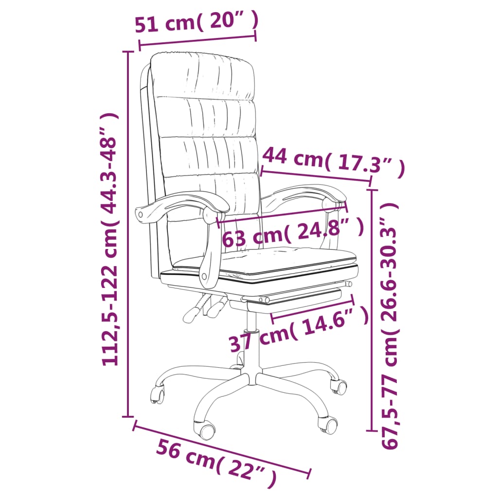 vidaXL Fauteuil inclinable de bureau Noir Similicuir