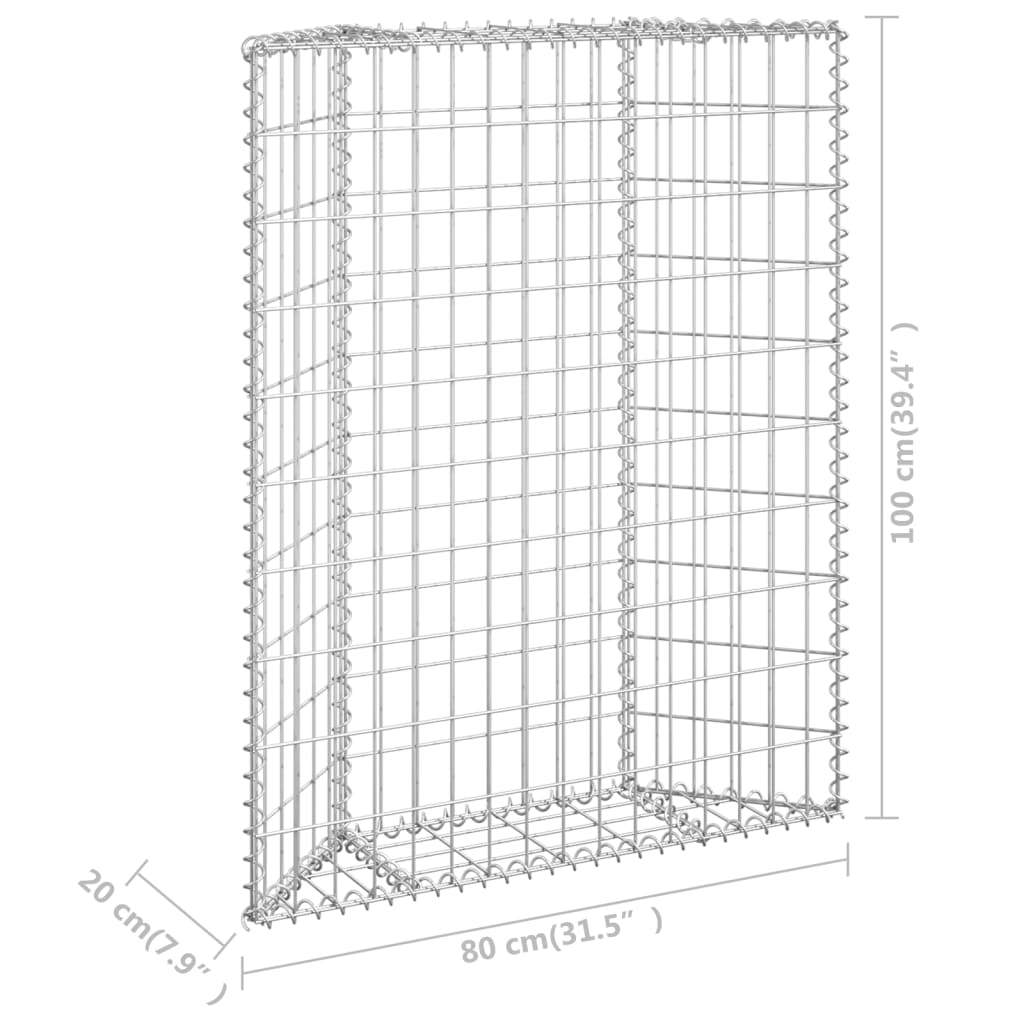 vidaXL Lit surélevé à gabion en trapèze Acier galvanisé 80x20x100 cm