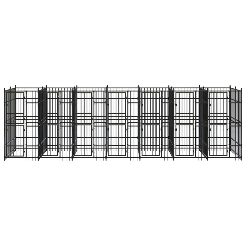 vidaXL Chenil d'extérieur pour chiens Acier 12,9 m²