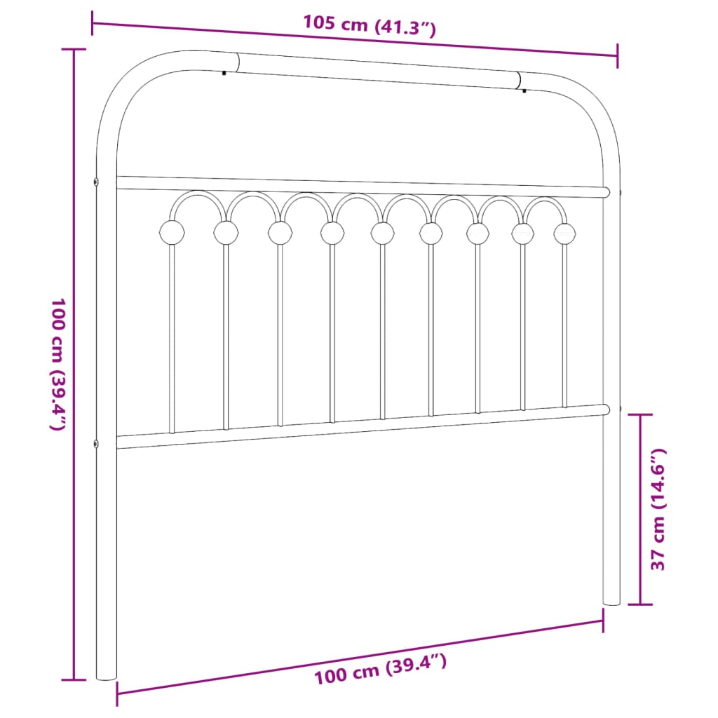 vidaXL Tête de lit métal blanc 100 cm