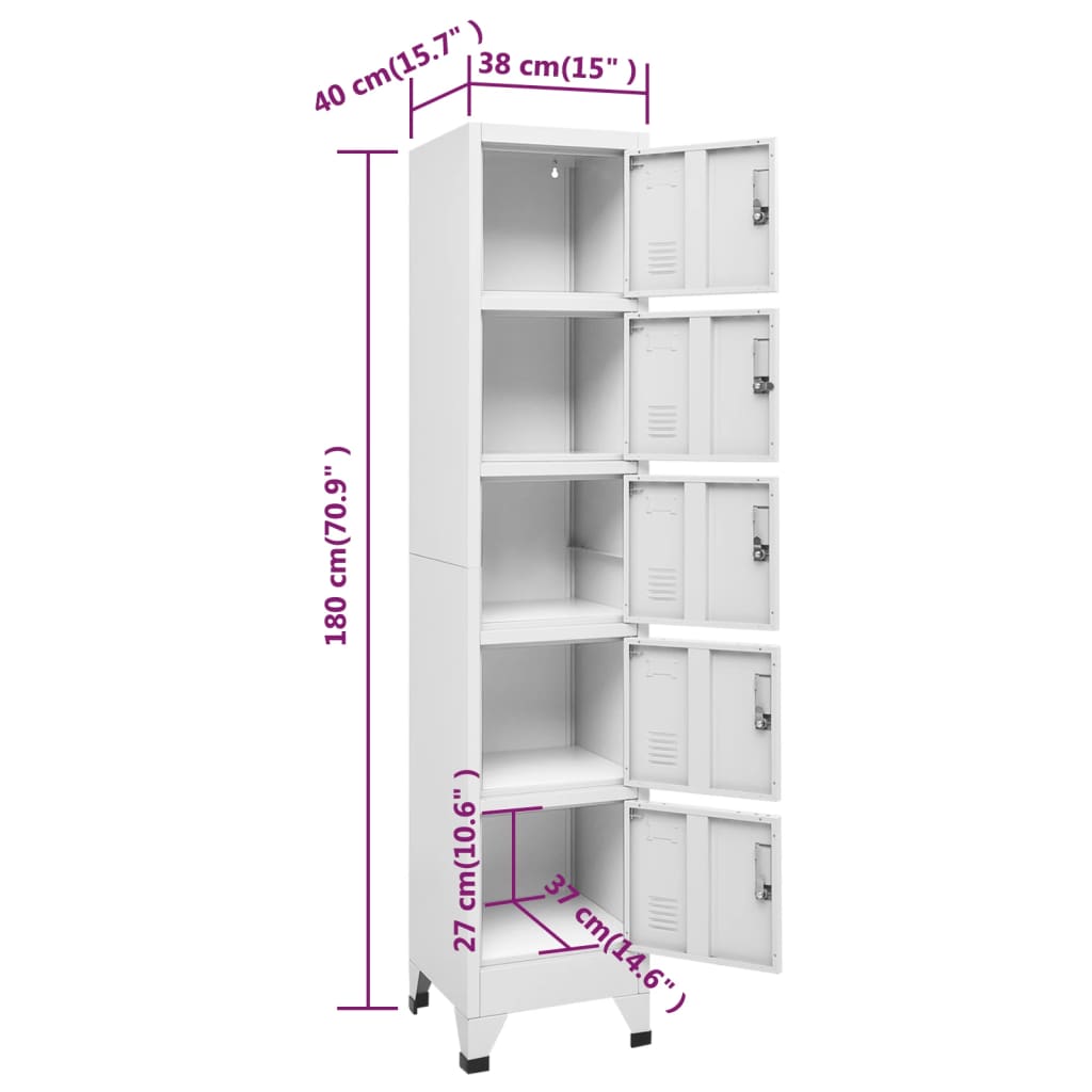 vidaXL Armoire à casiers Blanc 38x40x180 cm Acier