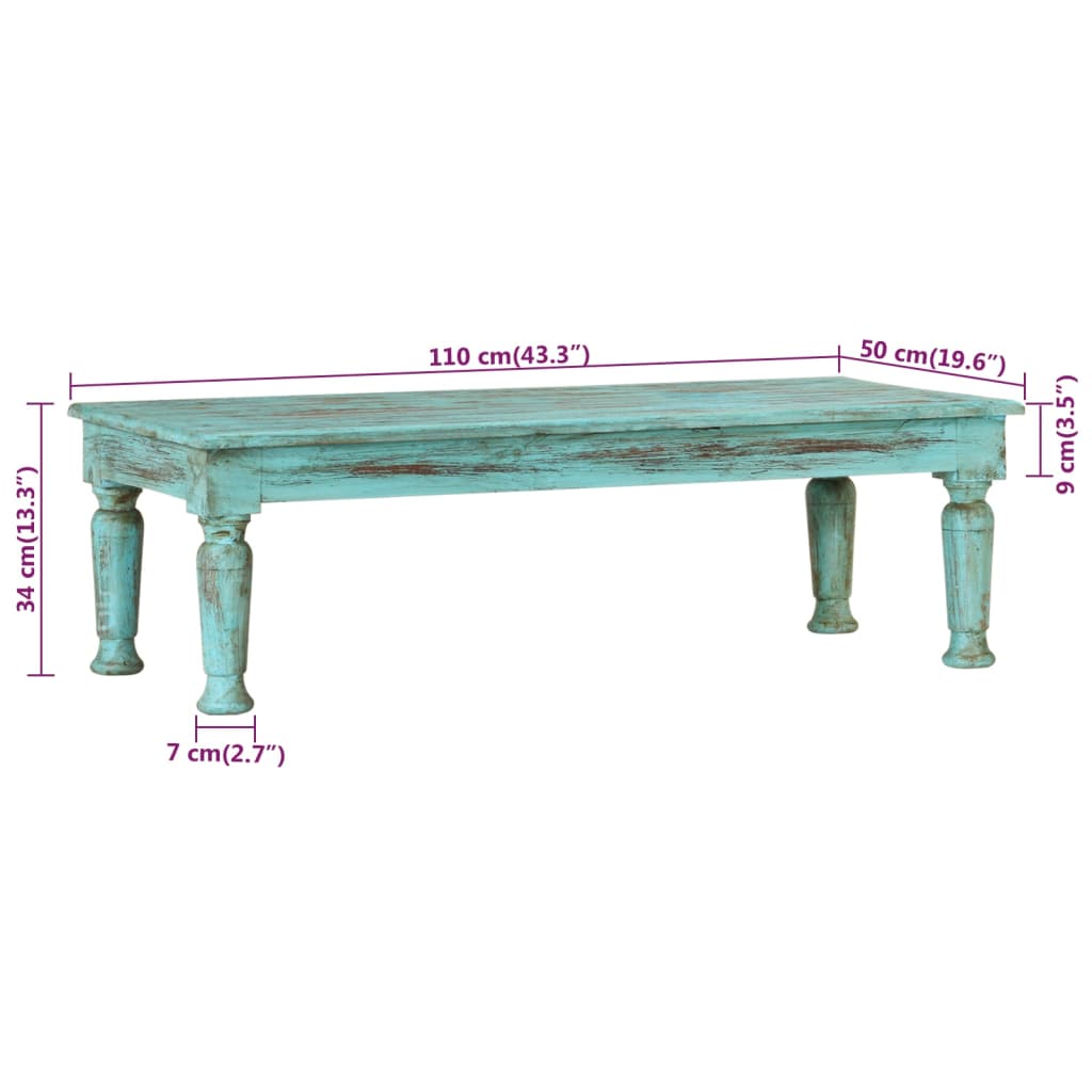 vidaXL Table basse 110x50x34 cm Bois de récupération massif