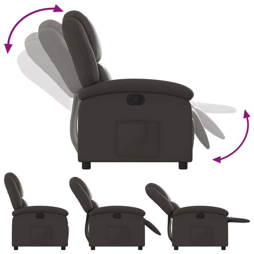 vidaXL Fauteuil inclinable marron foncé cuir véritable