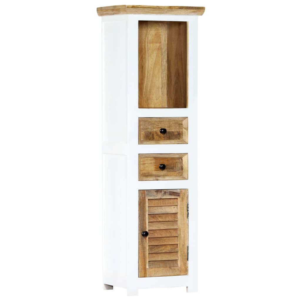 vidaXL Buffet Blanc et marron 40x30x128cm Bois de manguier solide brut