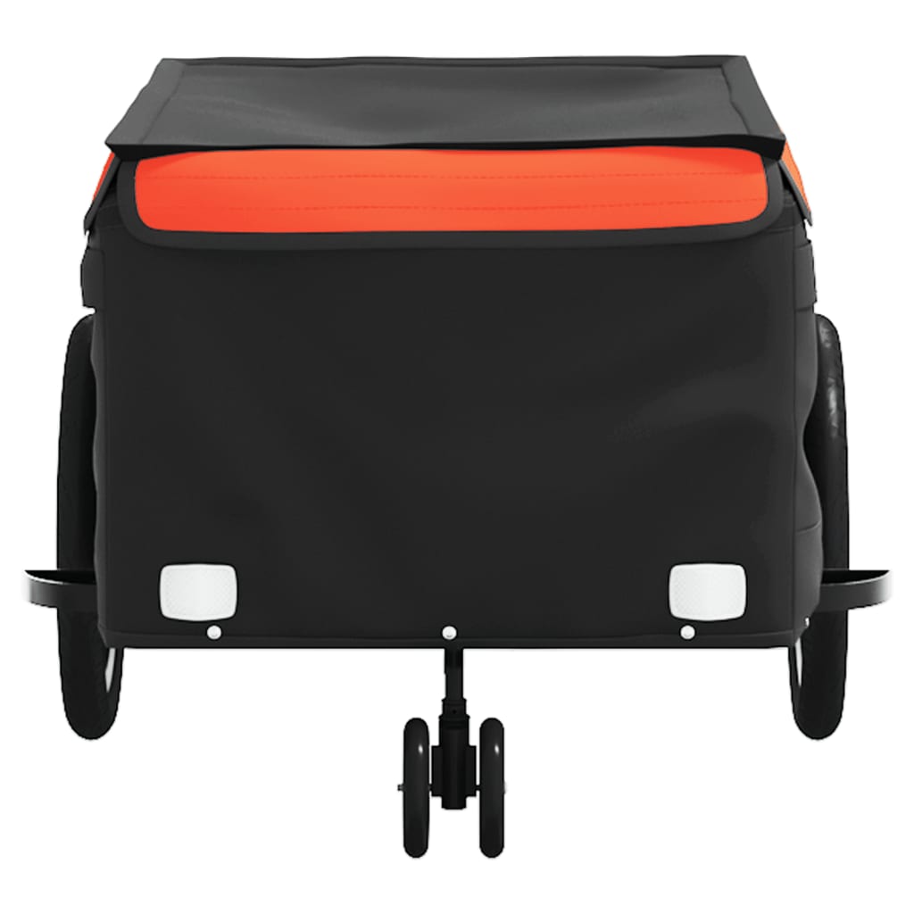 vidaXL Remorque de vélo noir et orange 45 kg fer