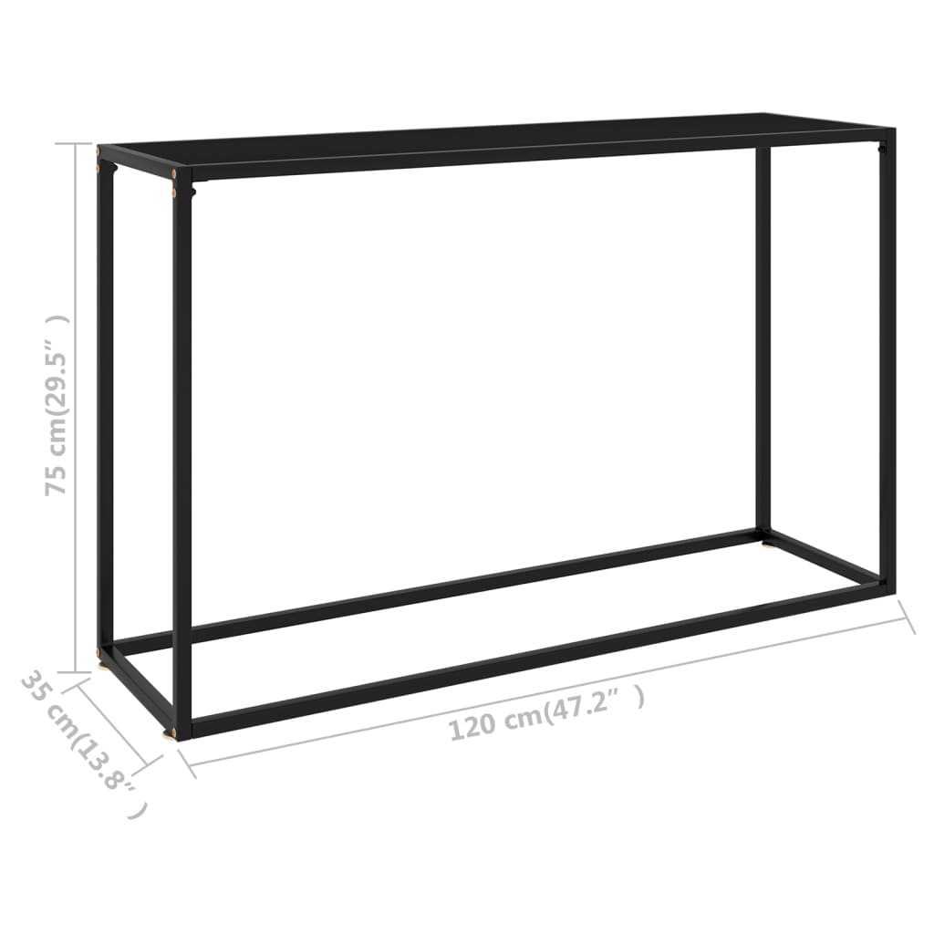 vidaXL Table console Noir 120x35x75 cm Verre trempé