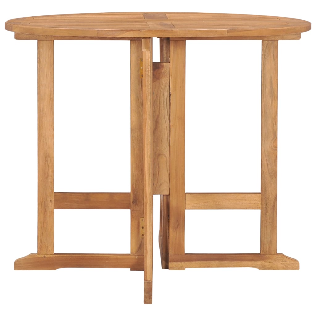 vidaXL Table à dîner pliable de jardin Ø90x75 cm Bois de teck solide