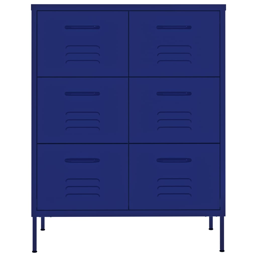 vidaXL Armoire à tiroirs Bleu marine 80x35x101,5 cm Acier