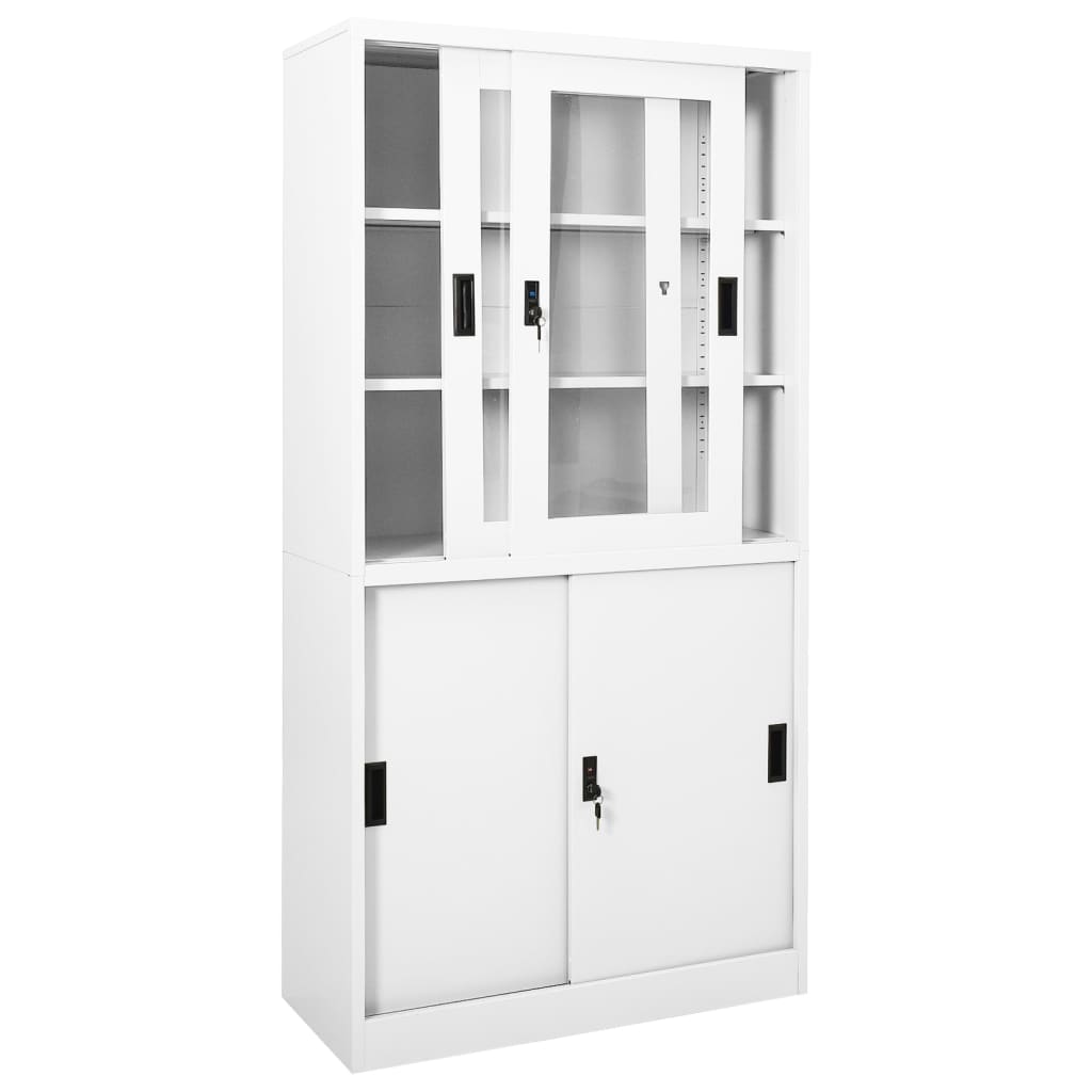 vidaXL Armoire de bureau et porte coulissante Blanc 90x40x180 cm Acier