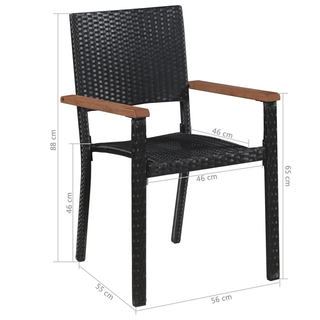 vidaXL Chaise d'extérieur lot de 2 Résine tressée Noir