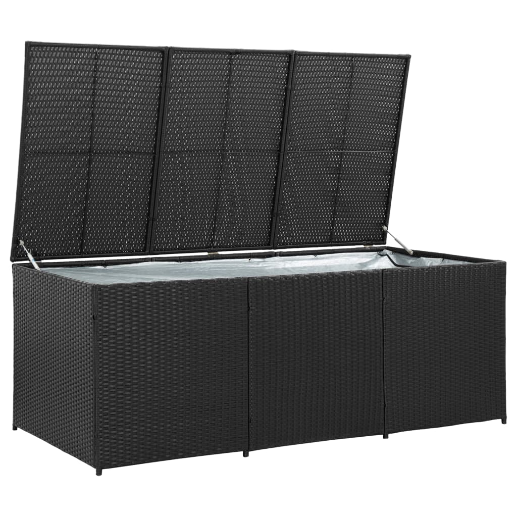 vidaXL Boîte de rangement de jardin Résine tressée 180x90x70 cm Noir