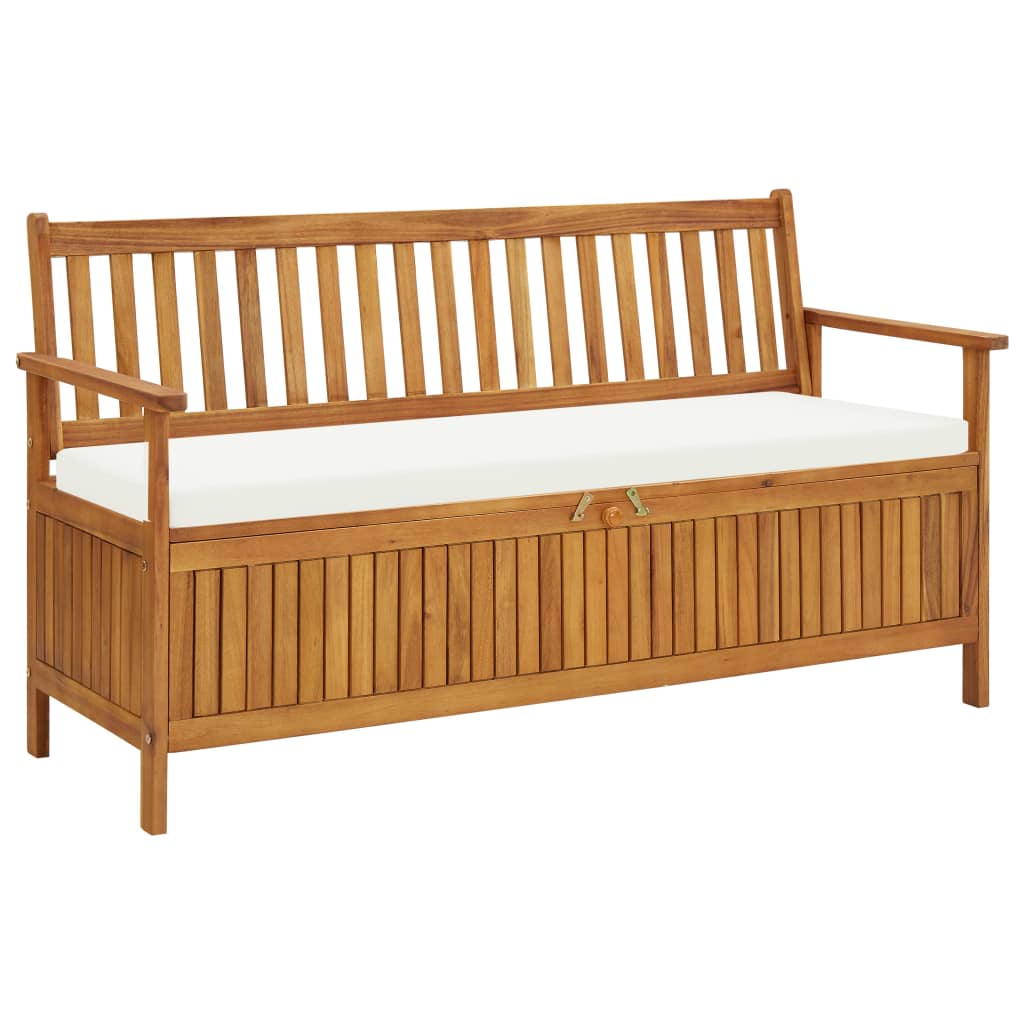 vidaXL Banc de rangement avec coussin 148 cm Bois d'acacia solide