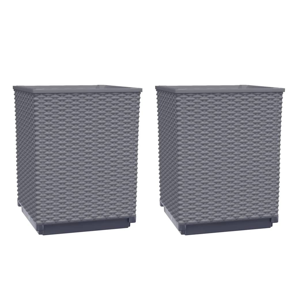 vidaXL Jardinières 2 pcs gris foncé 30x30x37 cm polypropylène