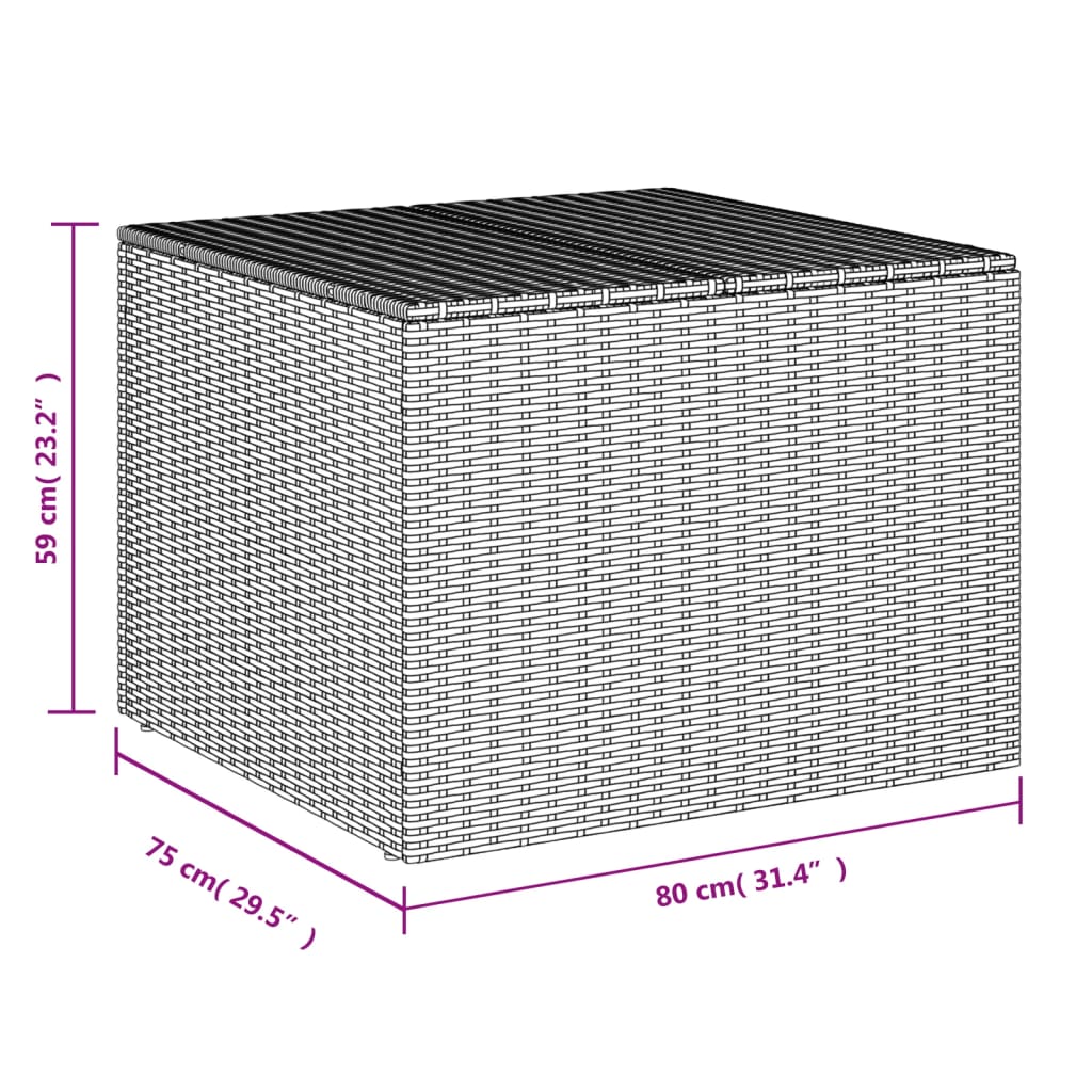 vidaXL Boîte de rangement de jardin noir 291L résine tressée