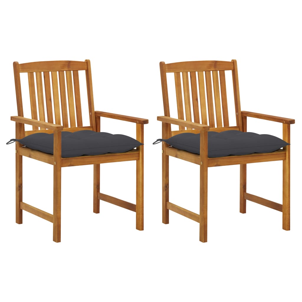 vidaXL Chaises de jardin avec coussins lot de 2 Bois d'acacia massif