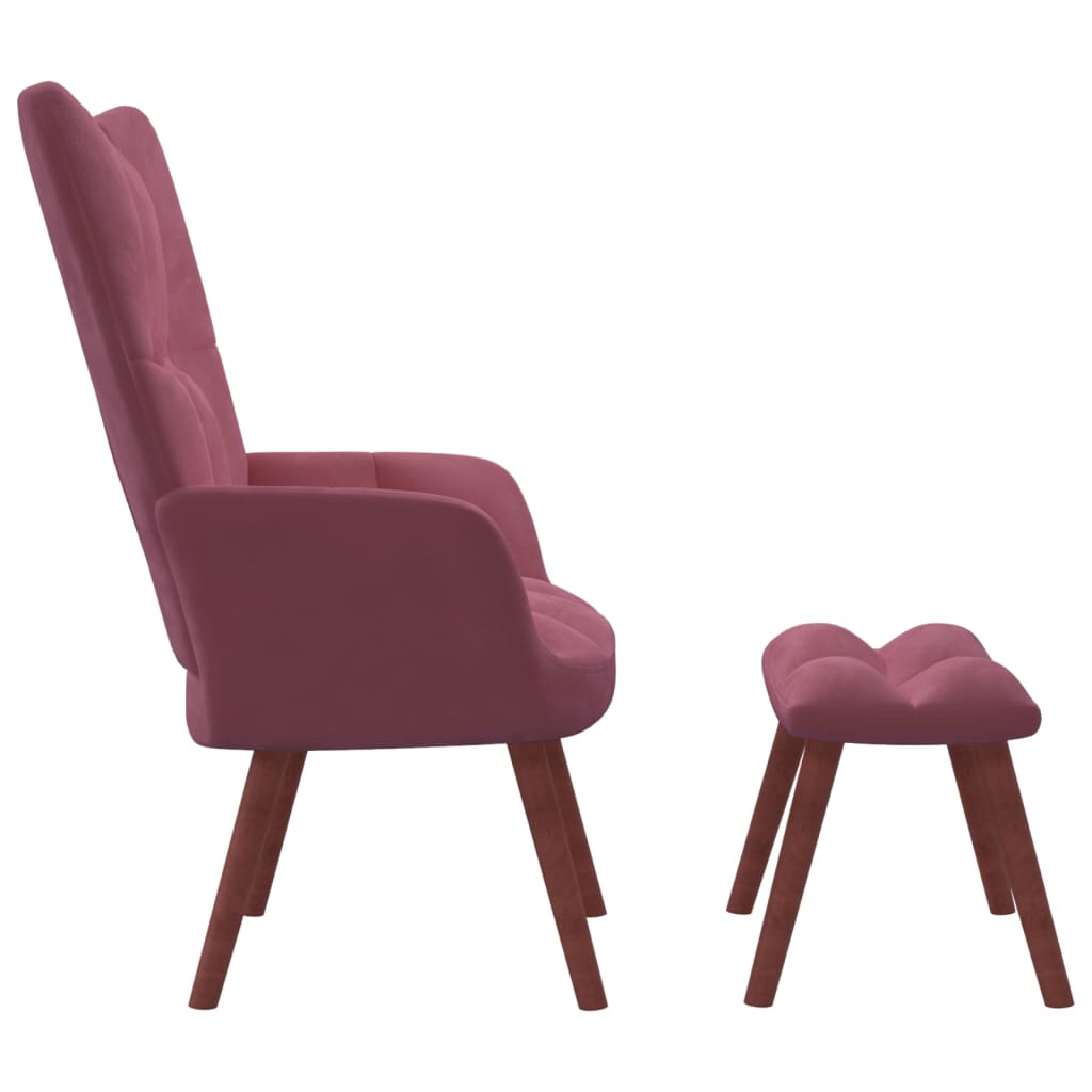 vidaXL Chaise de relaxation avec repose-pied Rose Velours