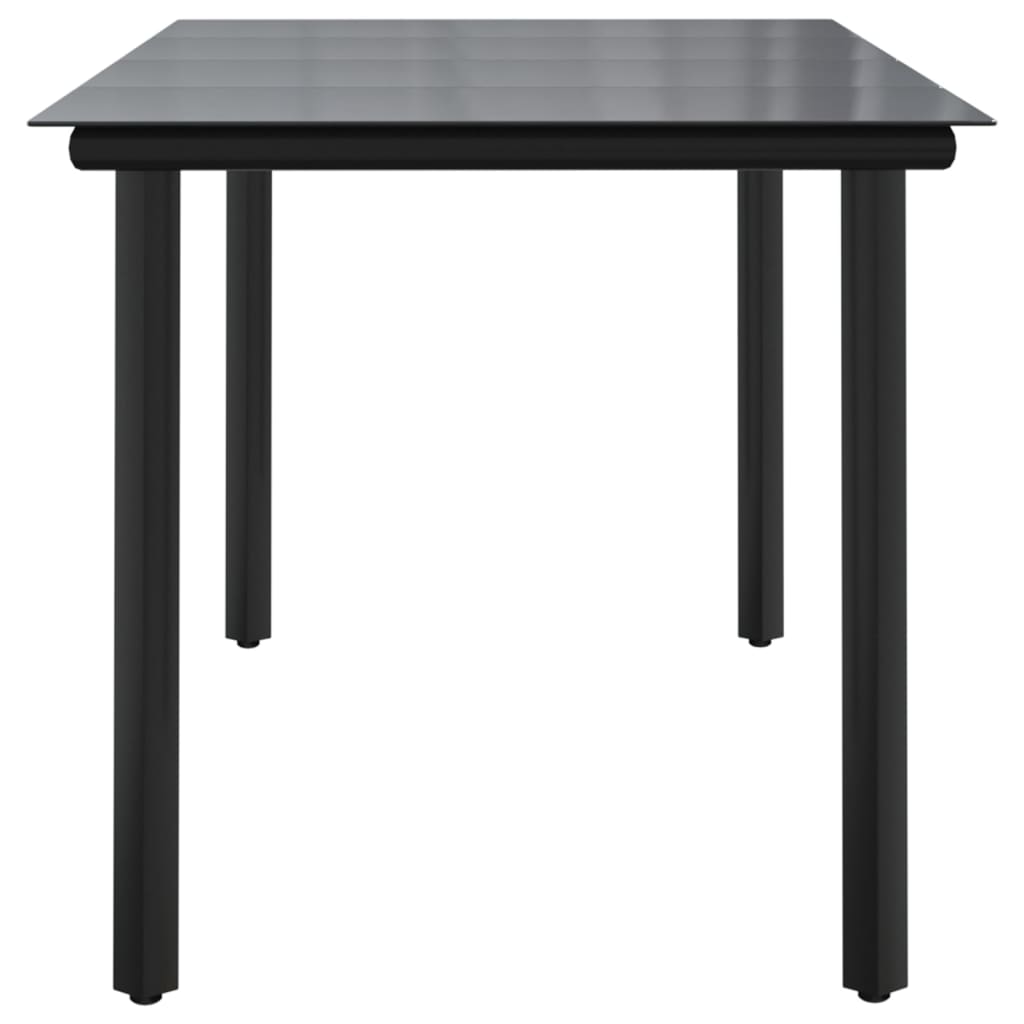 vidaXL Table à dîner de jardin Noir 160x80x74 cm Acier et verre trempé