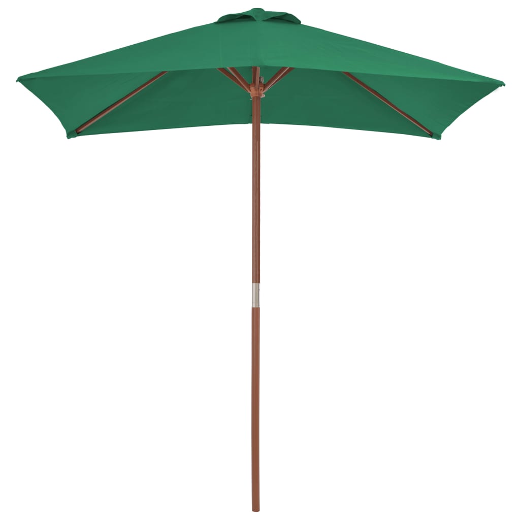 vidaXL Parasol d'extérieur avec mât en bois 150x200 cm vert