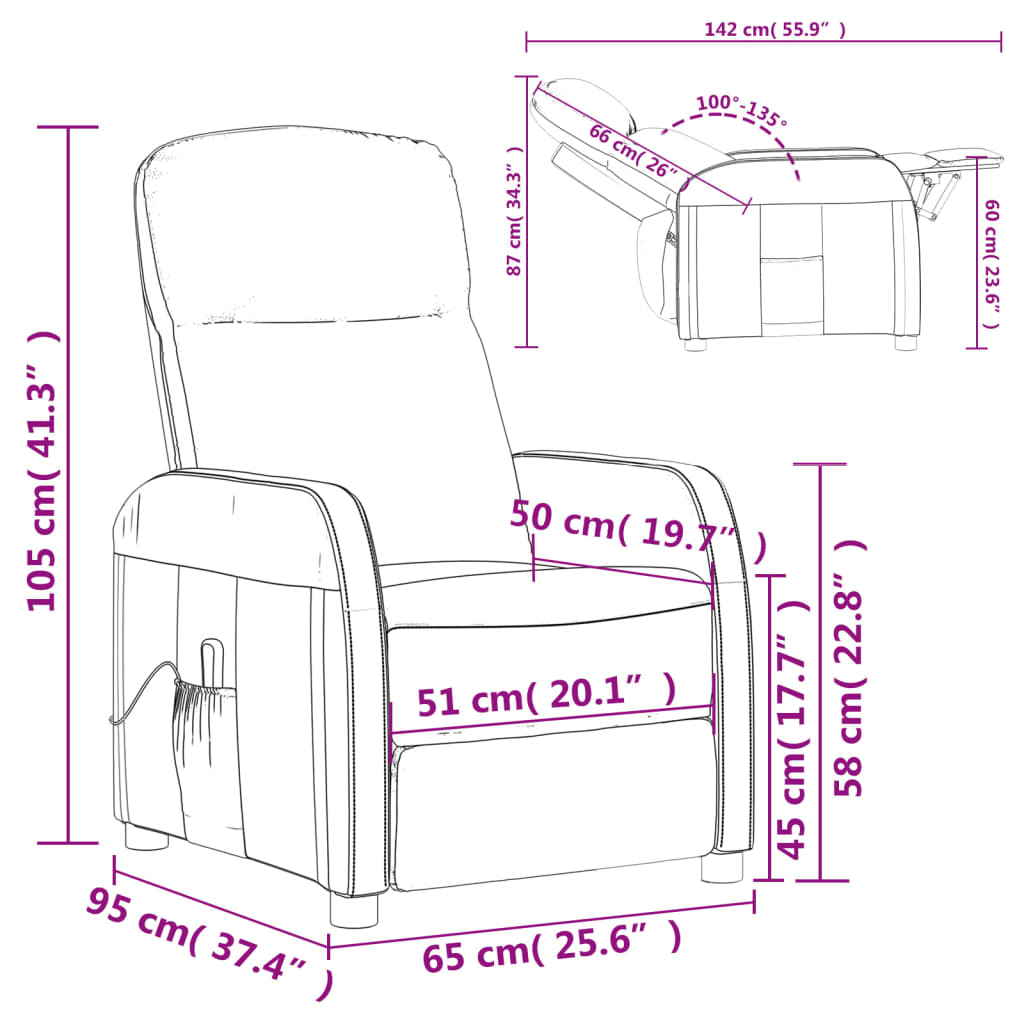 vidaXL Fauteuil de massage blanc crème similicuir