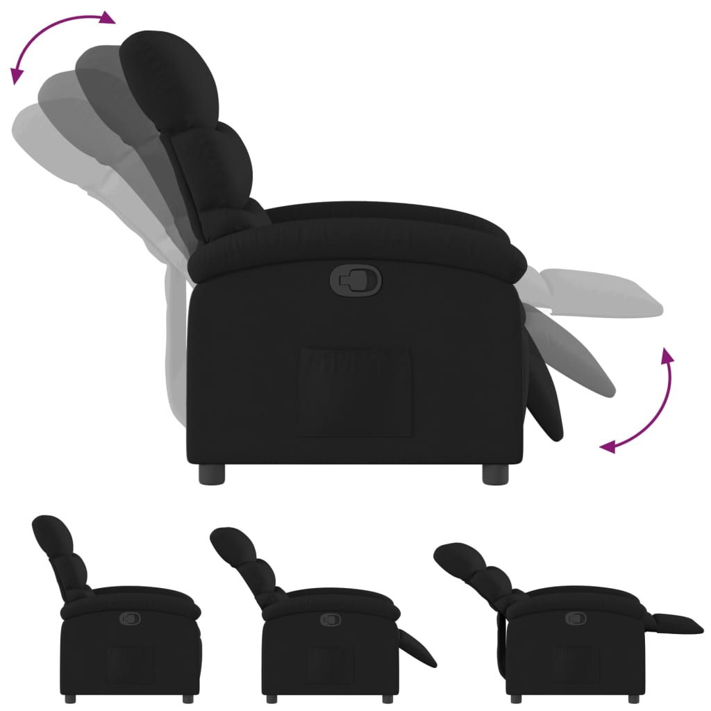 vidaXL Fauteuil inclinable Noir Tissu