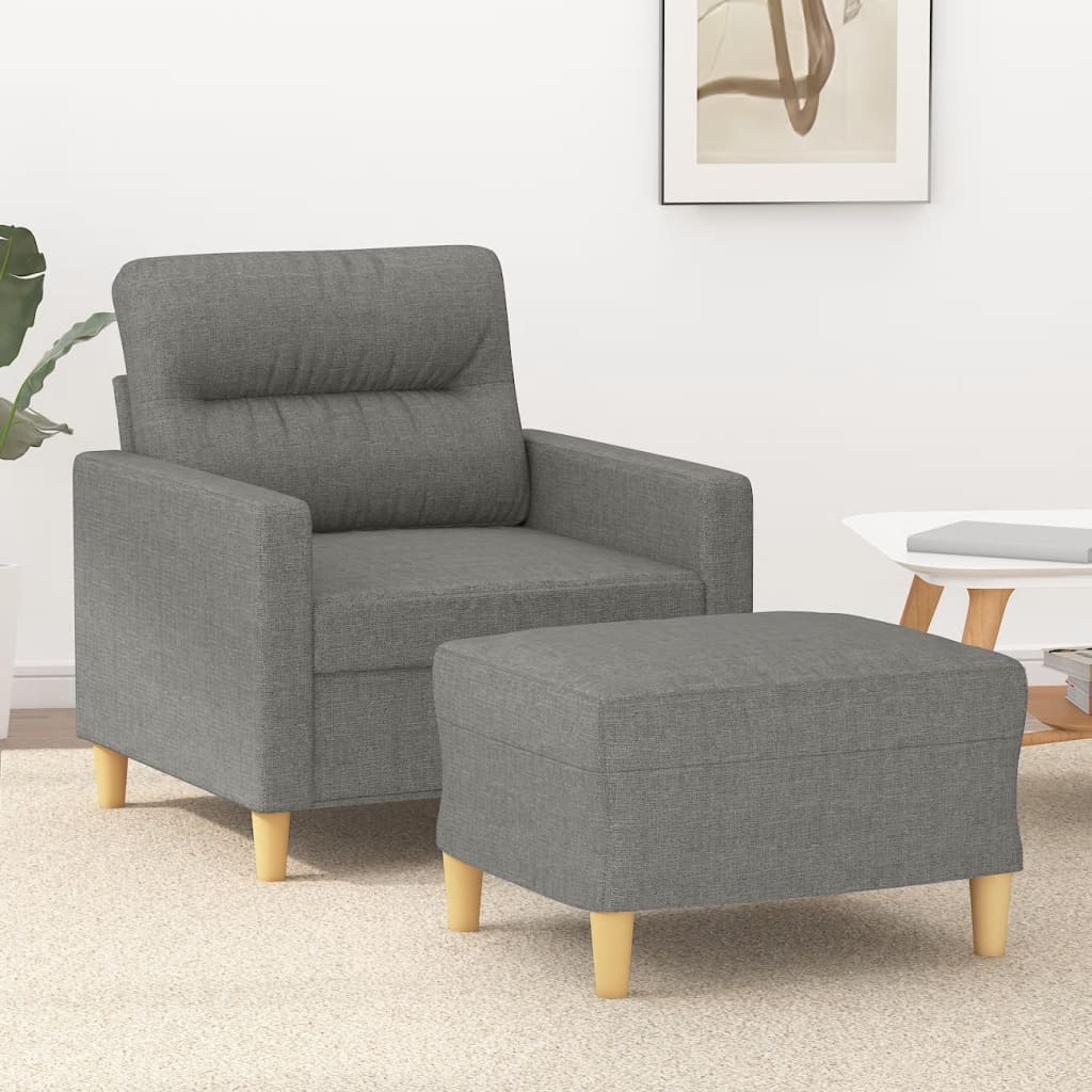 vidaXL Fauteuil avec repose-pied Gris foncé 60 cm Tissu