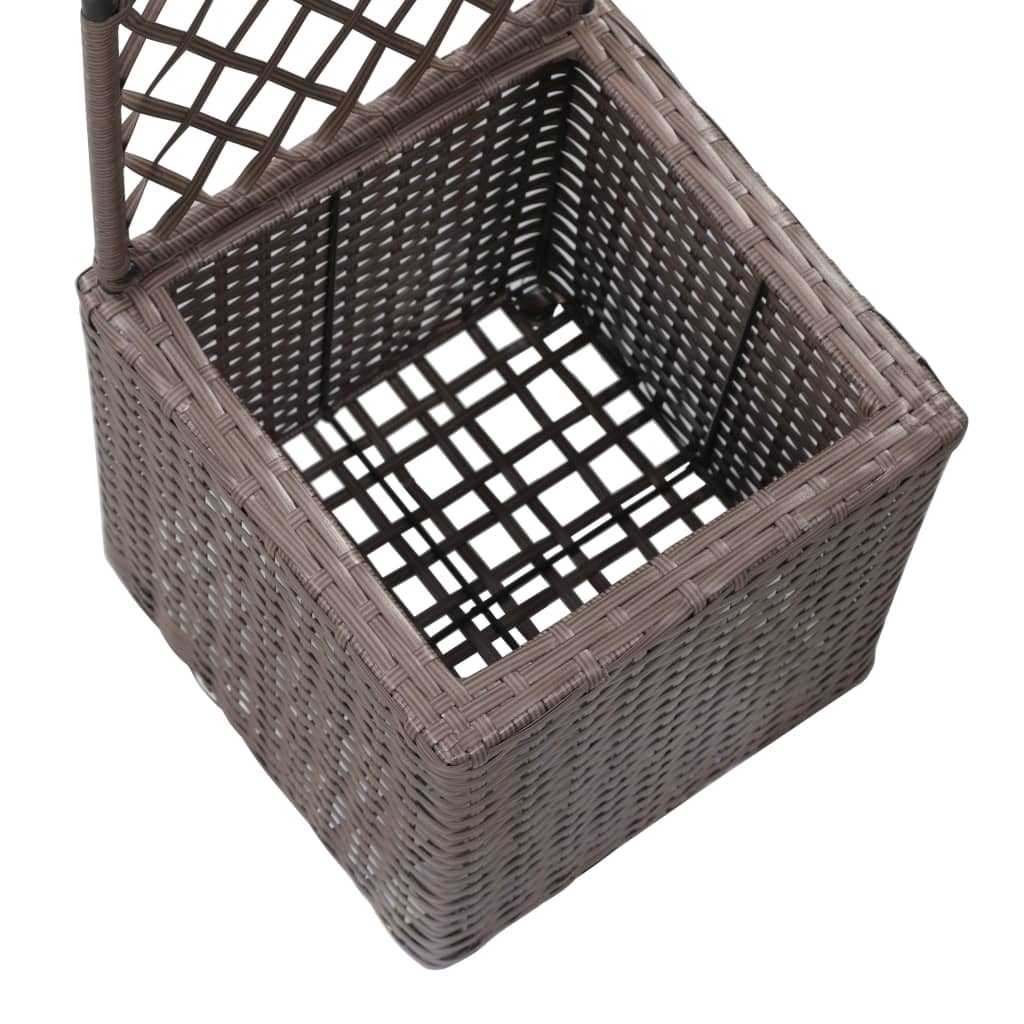 vidaXL Lit surélevé treillis 1 pot 30x30x107 cm Résine tressée Marron