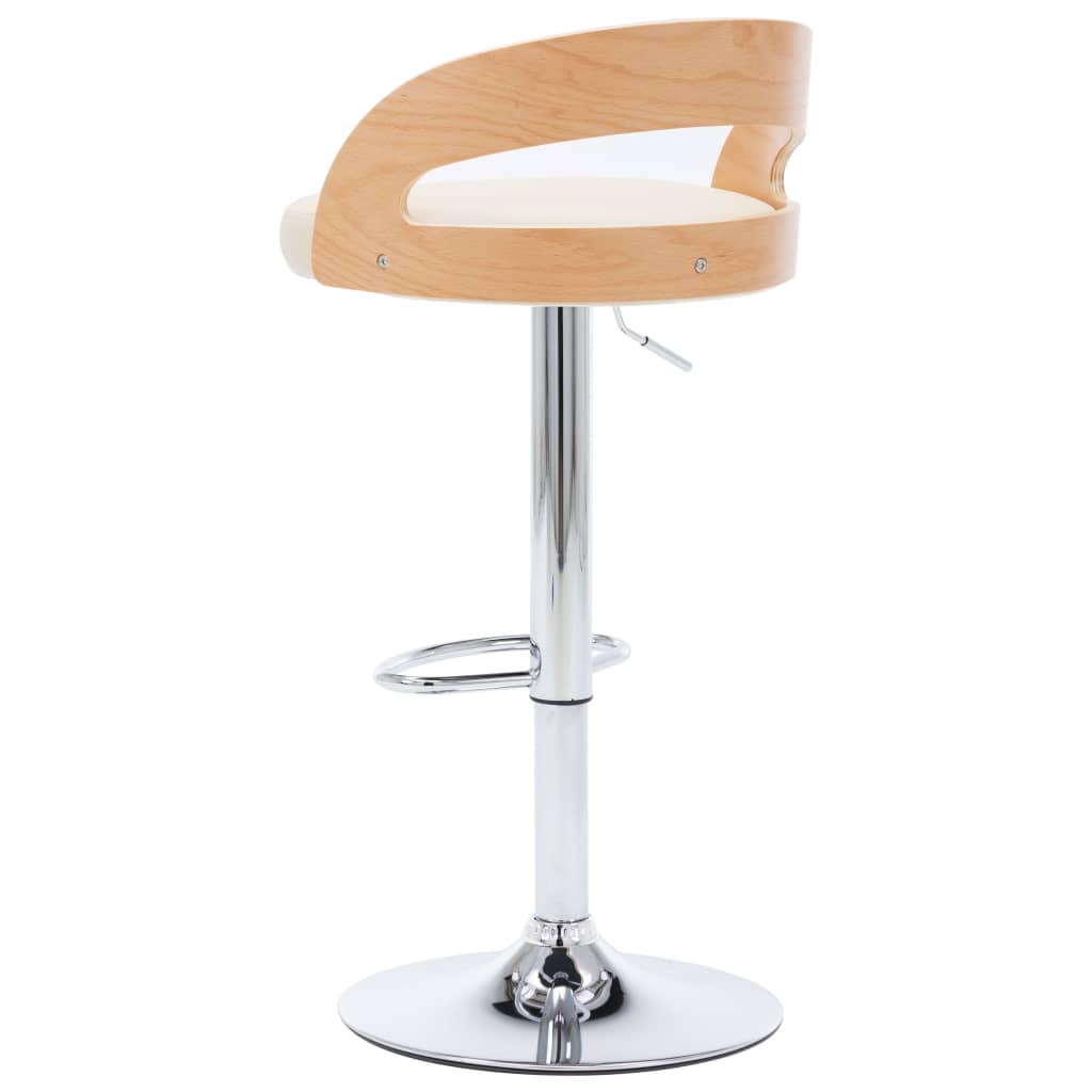 vidaXL Tabourets de bar lot de 2 crème similicuir et bois courbé