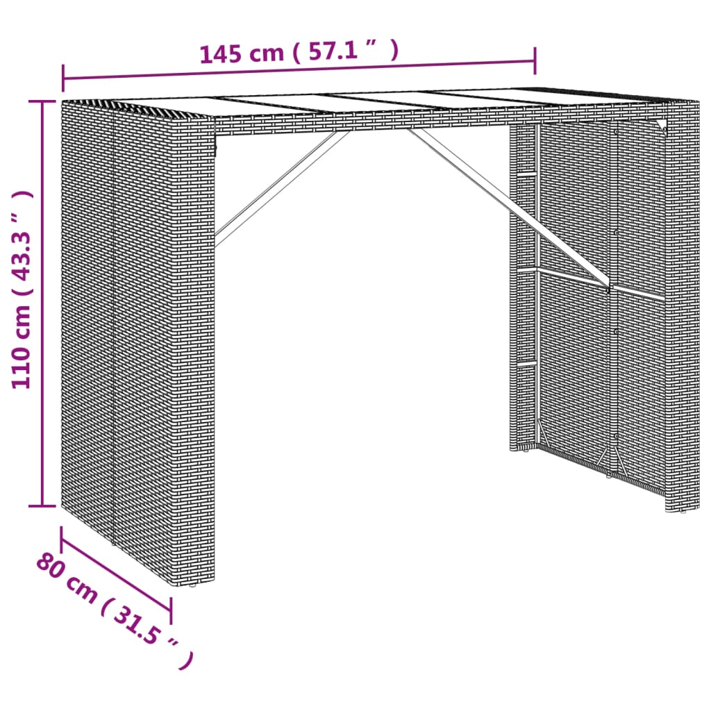 vidaXL Ensemble de bar de jardin 5 pcs avec coussins noir poly rotin