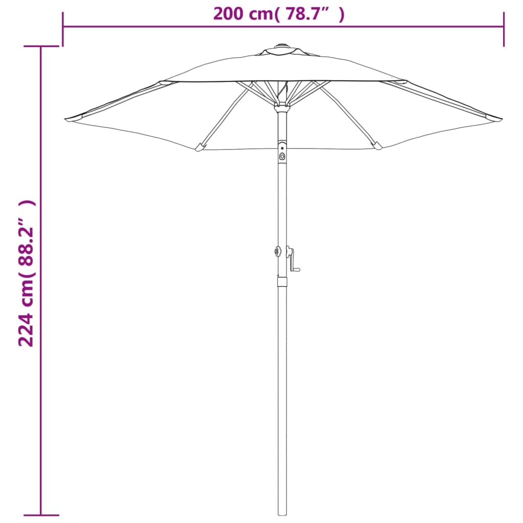 vidaXL Parasol Bordeaux 200x224 cm Aluminium