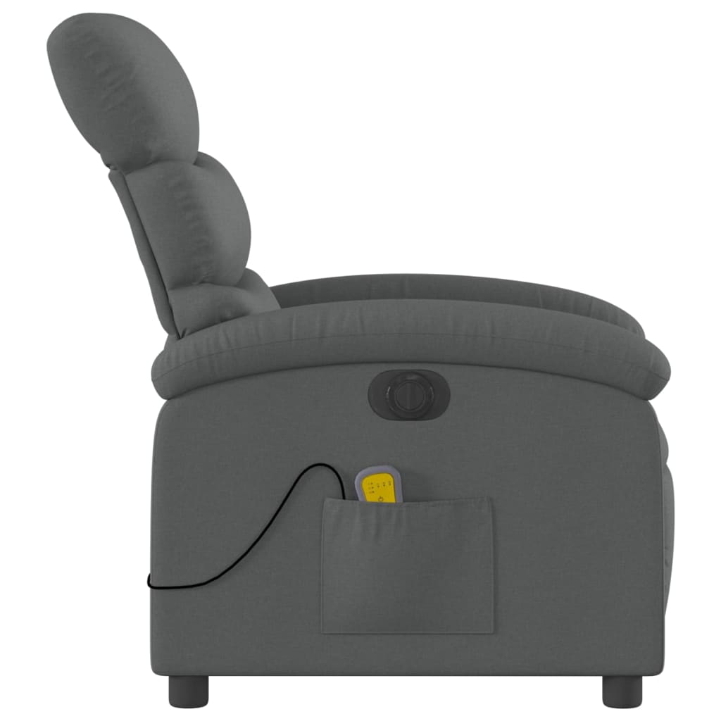 vidaXL Fauteuil inclinable de massage électrique gris foncé tissu