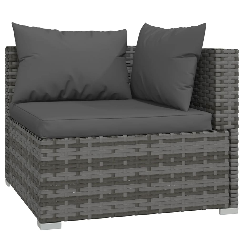 vidaXL Salon de jardin 4 pcs avec coussins résine tressée gris