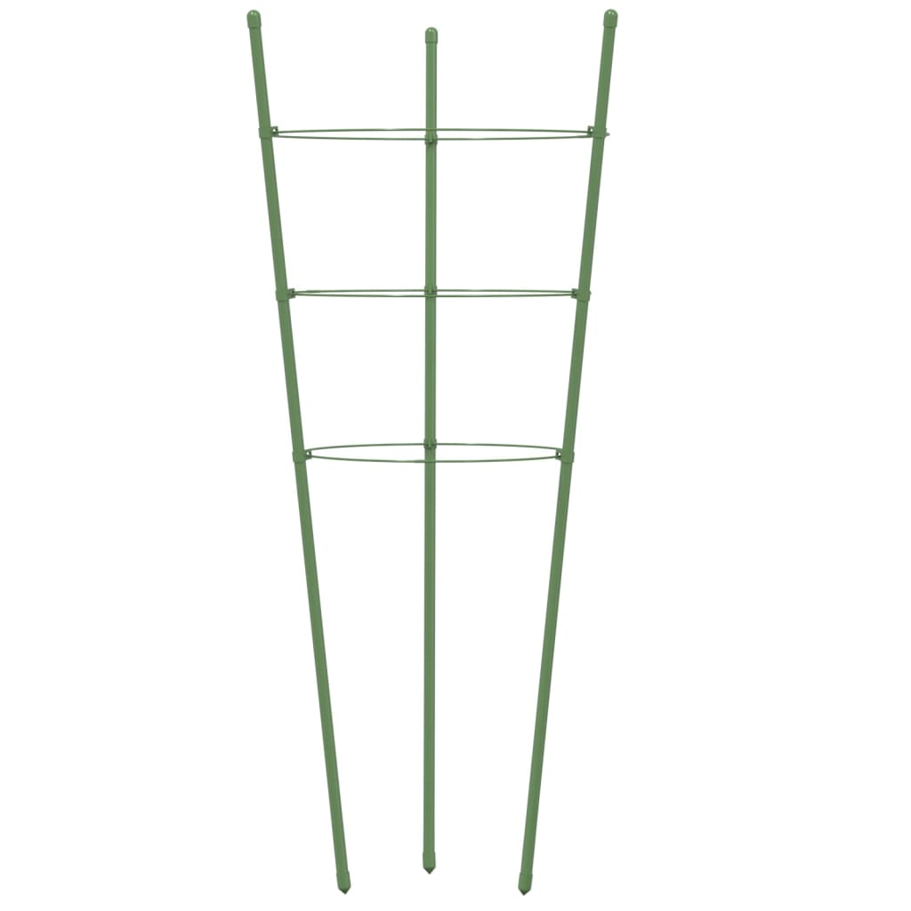 vidaXL Supports pour plantes de jardin 3 anneaux 5pcs Vert 45 cm Acier