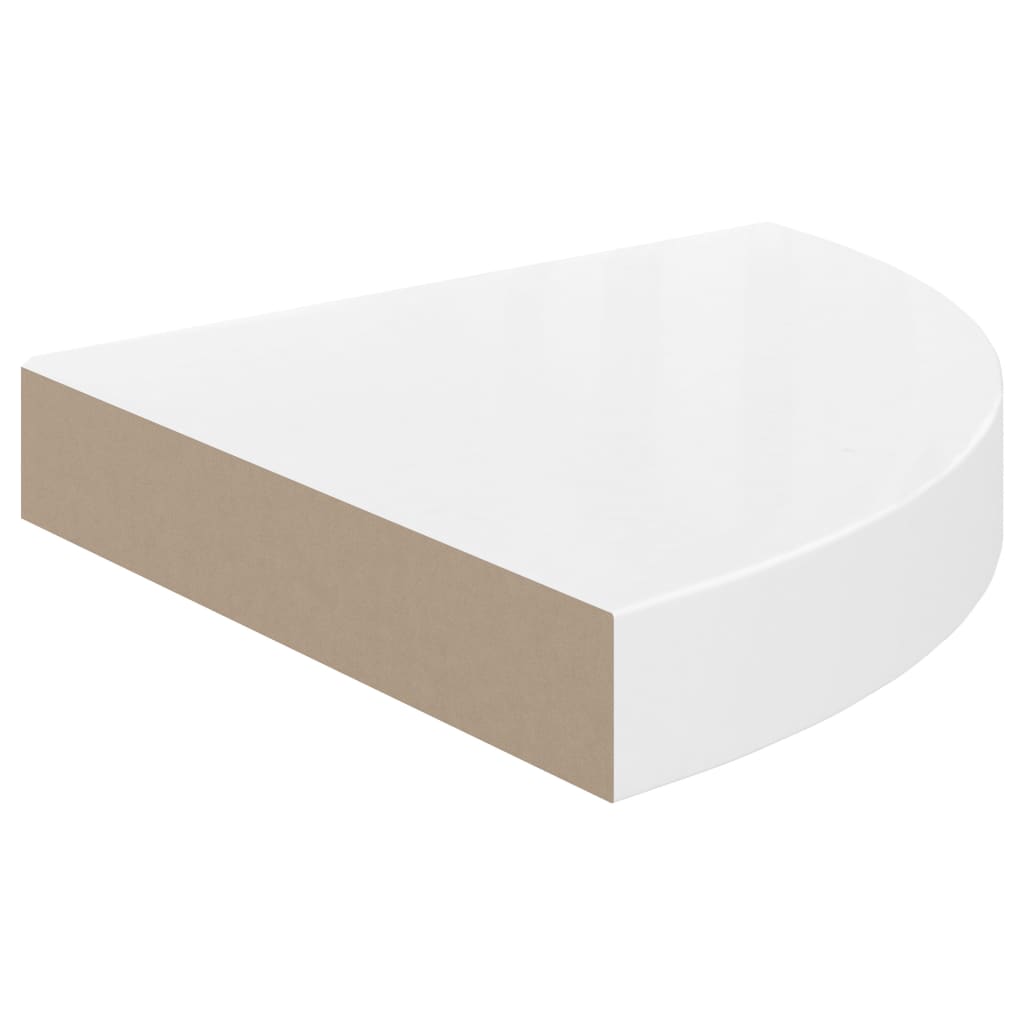 vidaXL Étagère d'angle flottante blanc brillant 25x25x3,8 cm MDF