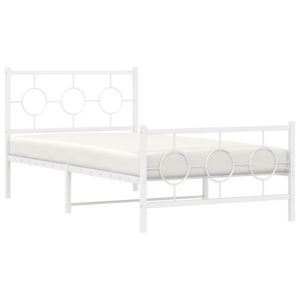 vidaXL Cadre de lit métal sans matelas et pied de lit blanc 100x200 cm