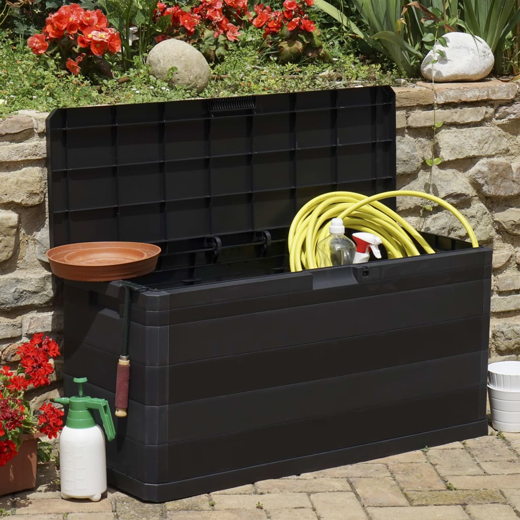 vidaXL Boîte de rangement de jardin noir 117x45x56 cm