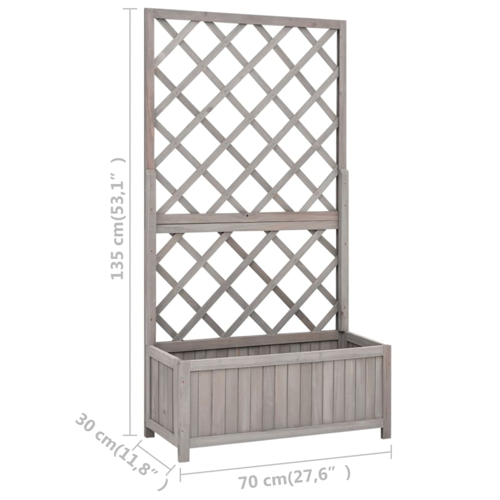 vidaXL Jardinière à treillis de jardin Gris 70x30x135 cm Bois de sapin