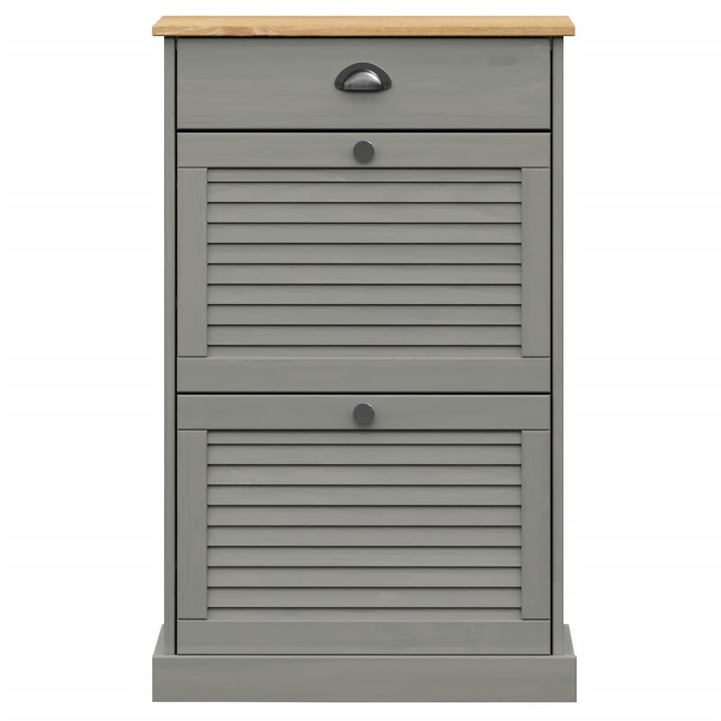 vidaXL Armoire à chaussures VIGO 60x35x96 cm gris bois massif de pin