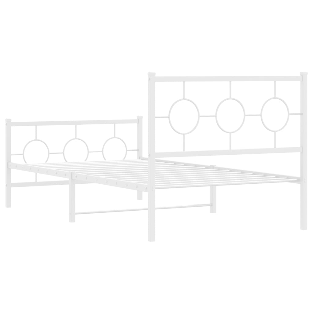 vidaXL Cadre de lit métal sans matelas et pied de lit blanc 100x200 cm