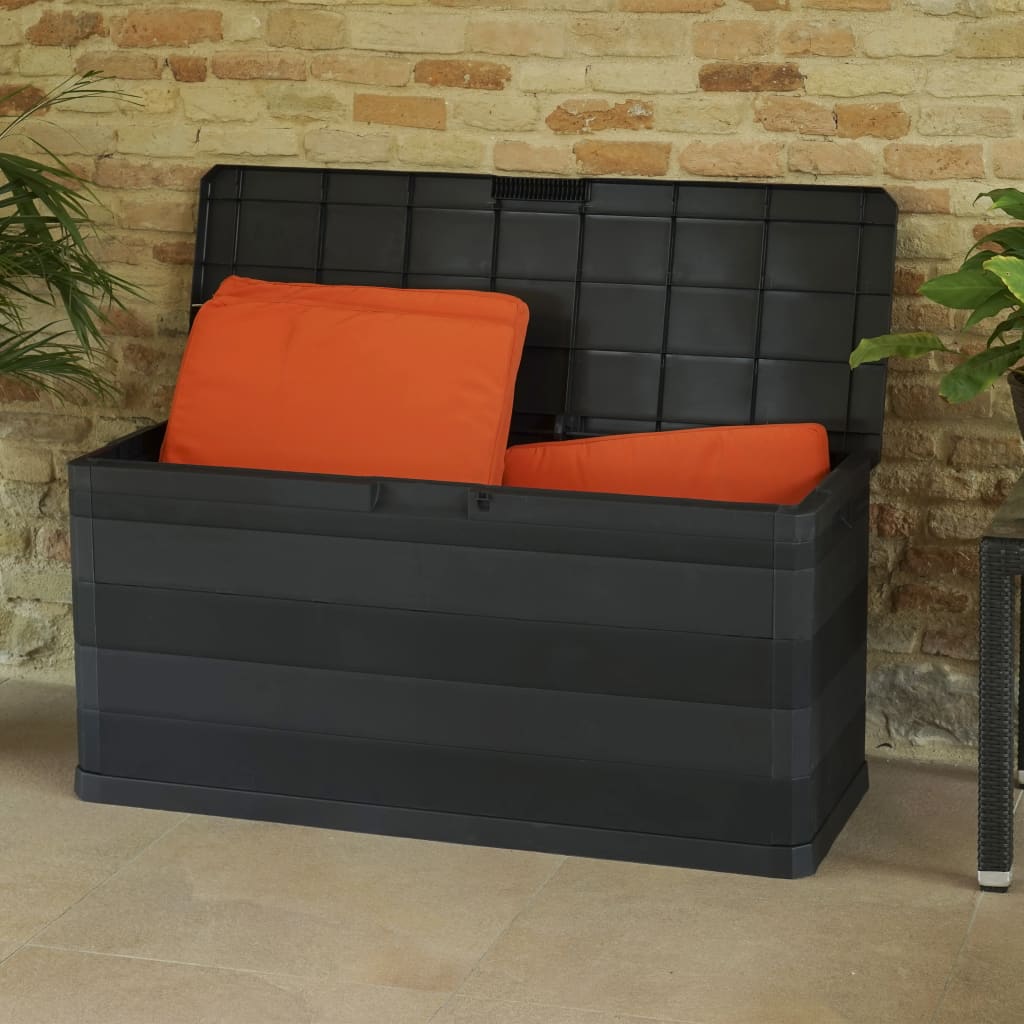 vidaXL Boîte de rangement de jardin noir 117x45x56 cm