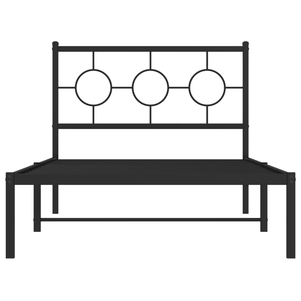 vidaXL Cadre de lit métal sans matelas avec tête de lit noir 100x200cm