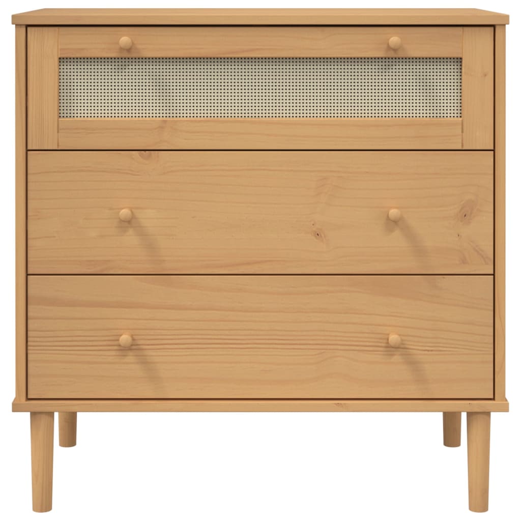 vidaXL Commode SENJA aspect de rotin marron bois de pin solide