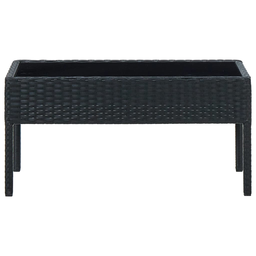 vidaXL Table de jardin Noir 75x40x37 cm Résine tressée