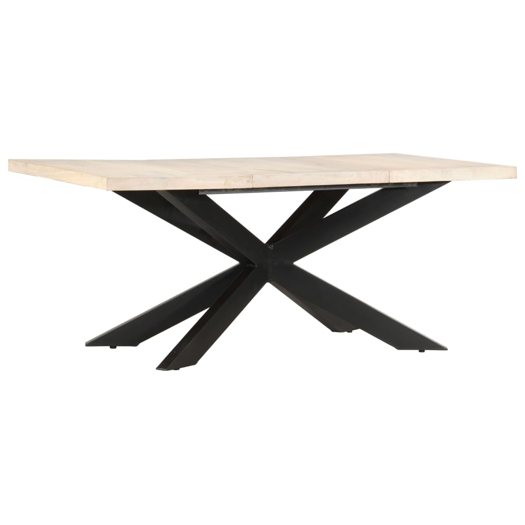 vidaXL Table à dîner 180x90x76 cm Bois de manguier massif blanchi